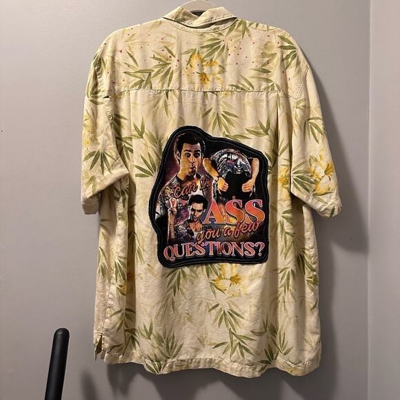 Ace Ventura up cycle button shirt silk hand painted one of a kind - Picture 7 of 9